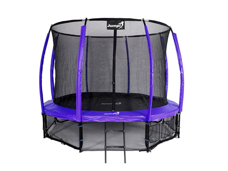 Trampolina Ogrodowa Jumpi 374cm/12FT Maxy Comfort Plus Fioletowa Z Wewnętrzną Siatką