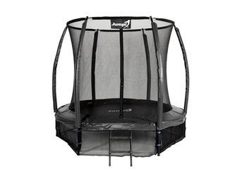 Trampolina Ogrodowa Jumpi 252cm/8FT Maxy Comfort Plus CZARNA Z Wewnętrzną Siatką