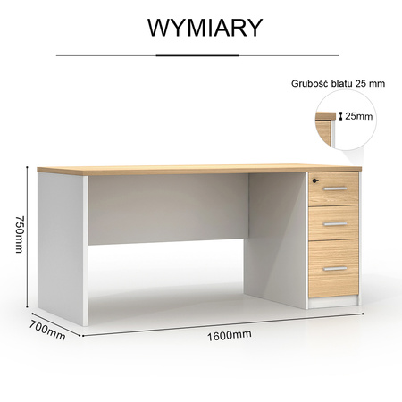 Biurko Angel Loft Work Light 160 cm