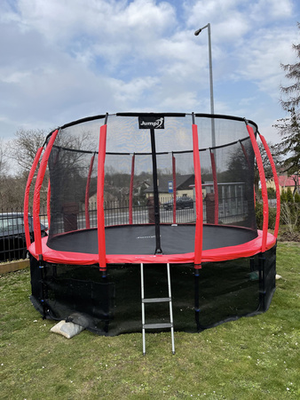 OUTLET Trampolina Ogrodowa 435cm/14ft czerwona Maxy Comfort Plus Z Wewnętrzną siatką