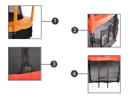 Trampolina Ogrodowa Jumpi 435cm/14FT Maxy Comfort Plus Czarna Z Wewnętrzną Siatką