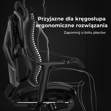 Fotel ergonomiczny gamingowy Angel Furia Black