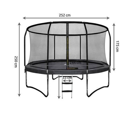 Trampolina Ogrodowa Model Exclusive 252cm/8FT Dla Dzieci Z Wzmacnianą Siatką