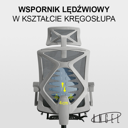 Fotel ergonomiczny ANGEL biurowy obrotowy Spino szary