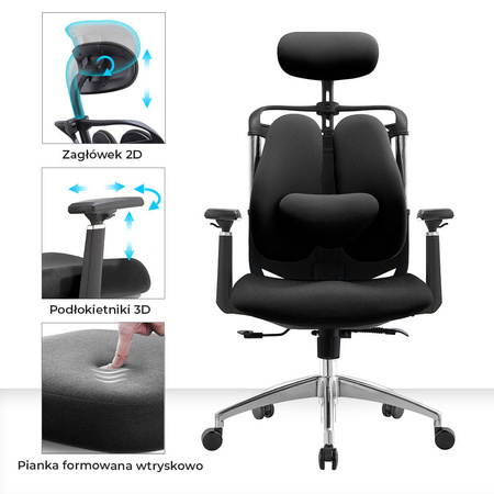 Fotel biurowy ergonomiczny ANGEL Stelio Czarny