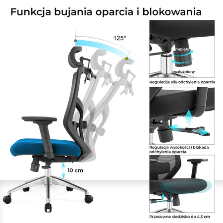 Fotel biurowy ergonomiczny Rosa niebieski ANGEL