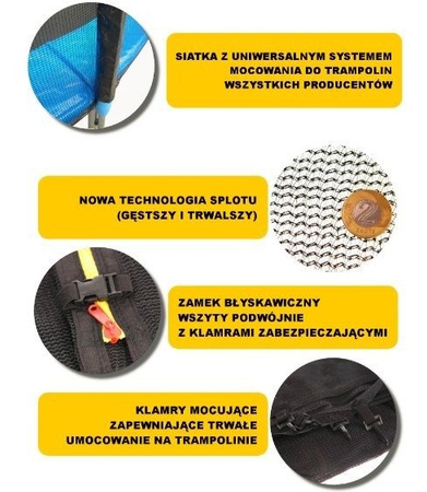 Siatka zewnętrzna do trampoliny 14ft/435cm 180cm na 8 słupków