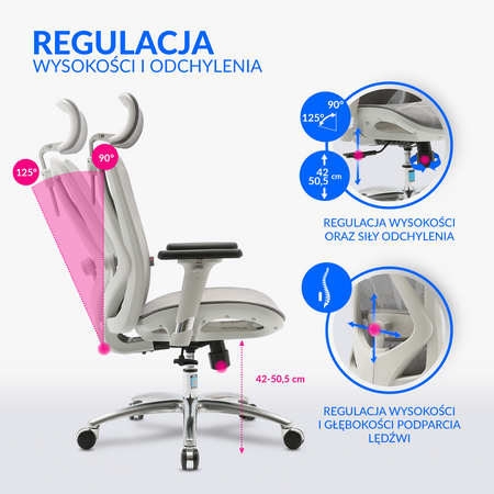 Fotel ergonomiczny ANGEL biurowy obrotowy kalistO szary