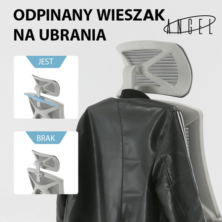 Fotel ergonomiczny ANGEL biurowy obrotowy Spino szary