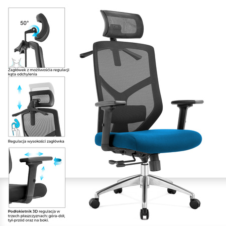 Fotel biurowy ergonomiczny Rosa niebieski ANGEL